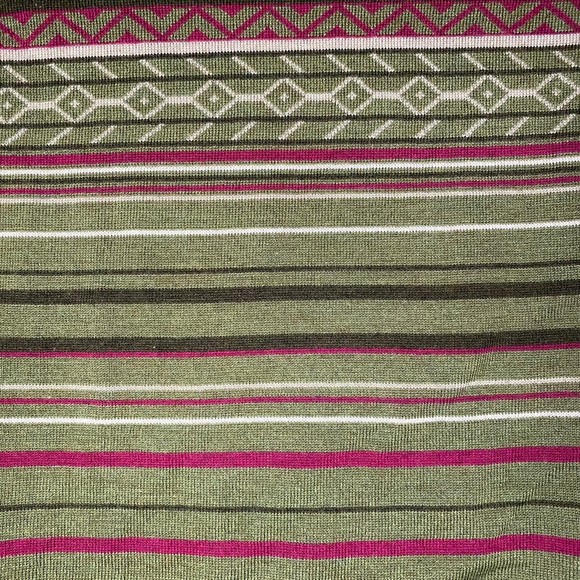 Smartwool woman's size large L graphic striped merino wool green sweater - Picture 9 of 16